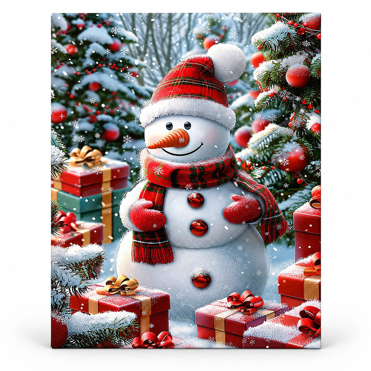 The Christmas Giftkeeper paint by numbers artwork on a front-facing canvas against a white background