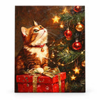 Christmas Tree Cat with Gifts paint by numbers artwork on a front-facing canvas against a white background