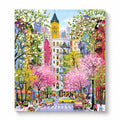 Colorful Blossom Lined City Street paint by numbers artwork on a front-facing canvas against a white background