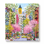 Colorful Blossom Lined City Street paint by numbers artwork on a front-facing canvas against a white background