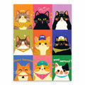 Colorful Cat Meme Collage paint by numbers artwork on a front-facing canvas against a white background
