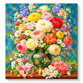 Colorful Flower Vase Bouquet paint by numbers artwork on a front-facing canvas against a white background