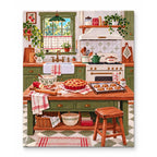 Cottage Apple Pie Baking Kitchen artwork on a front-facing frameless canvas against a white background.