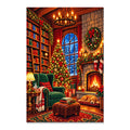 Completed Cozy Christmas Library 20 × 30 cm diamond painting on white