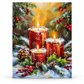 Crimson Candlelight Christmas paint by numbers artwork on a front-facing canvas against a white background