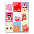 Cute Cat Expression Collage paint by numbers artwork on a front-facing canvas against a white background