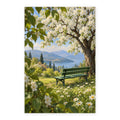 Daisy Lawn Garden Bench paint by numbers artwork on a front-facing canvas against a white background