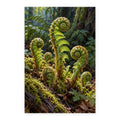 Fern Fiddleheads Unfurling paint by numbers artwork on a front-facing canvas against a white background