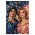 Full Gemini Twins Shared Constellation paint by numbers artwork on a clean white square, complete design shown at its original proportions with a subtle soft shadow.