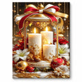 Golden Lantern Christmas Candle paint by numbers artwork on a front-facing canvas against a white background