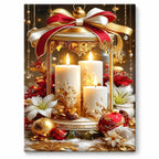 Golden Lantern Christmas Candle paint by numbers artwork on a front-facing canvas against a white background