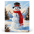 Holly Hat Snowman paint by numbers artwork on a front-facing canvas against a white background