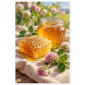 Honeycomb Jar Spring Clover paint by numbers artwork on a front-facing canvas against a white background