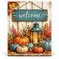 Lantern Light on an Autumn Table paint by numbers artwork on a front-facing canvas against a white background
