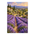 lavender rows stone well paint by numbers artwork on a front-facing canvas against a white background