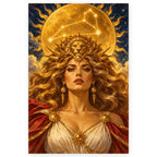 Full Leo Lioness Solar Zodiac Portrait paint by numbers artwork on a clean white square, complete design shown at its original proportions with a subtle soft shadow.