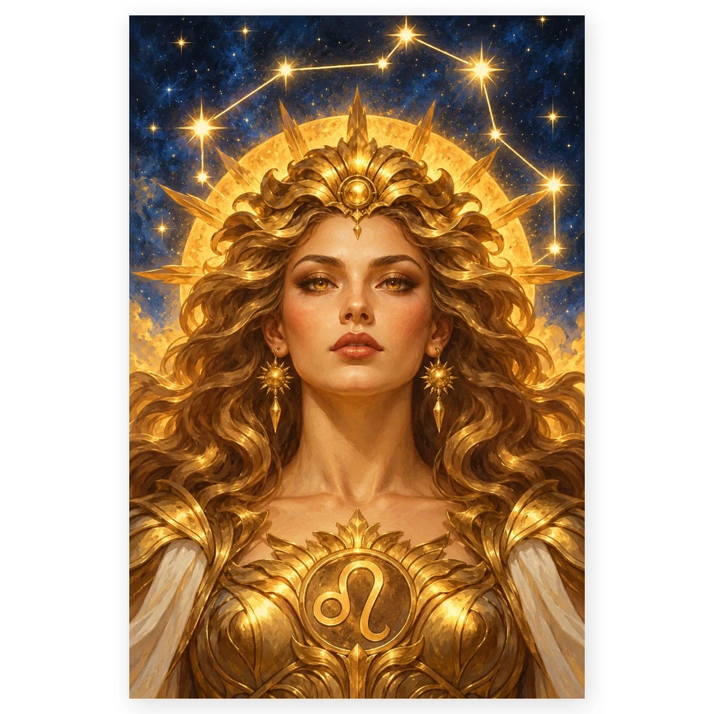 Full Leo Lionhearted Solar Guardian paint by numbers artwork on a clean white square, complete design shown at its original proportions with a subtle soft shadow.
