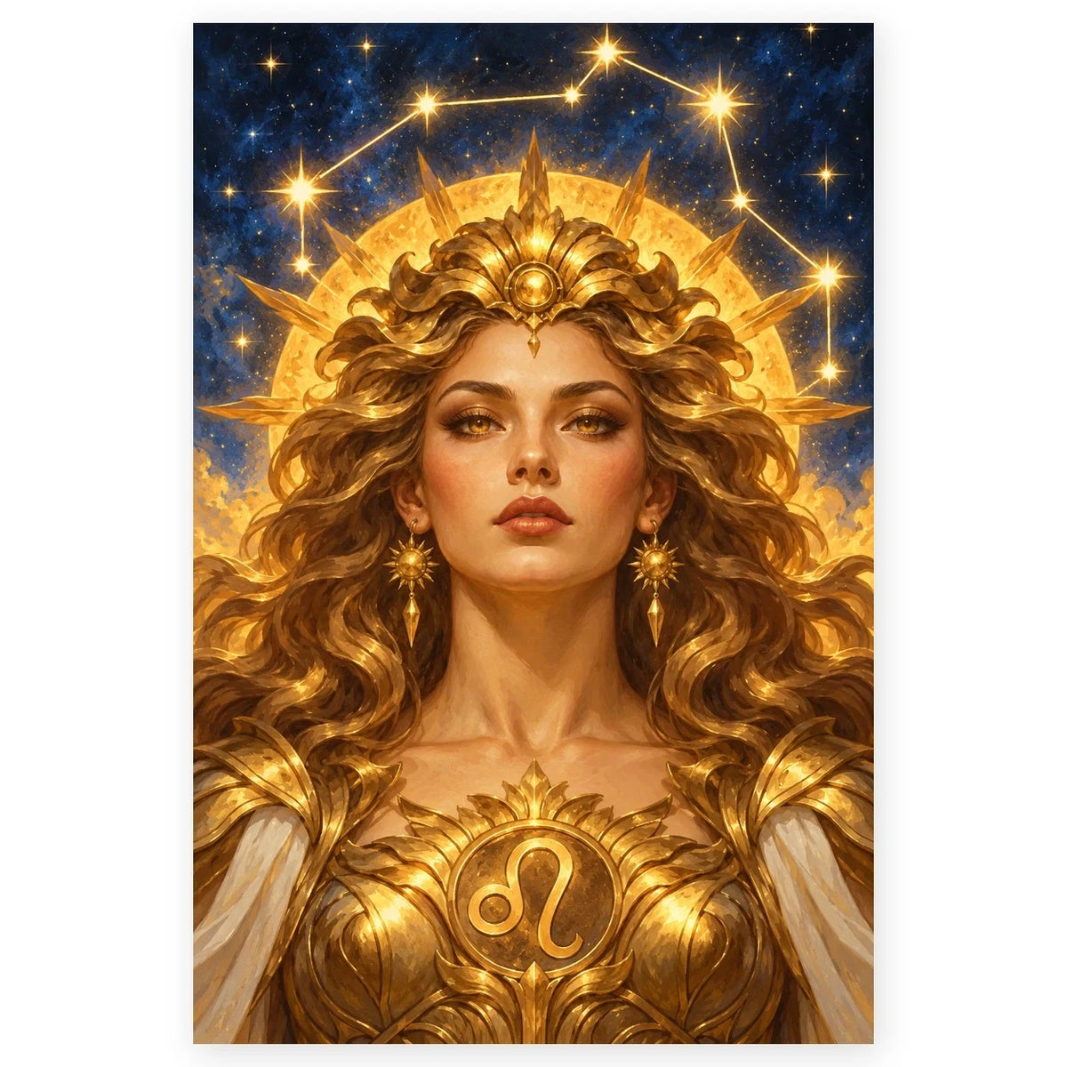 Full Leo Lionhearted Solar Guardian paint by numbers artwork on a clean white square, complete design shown at its original proportions with a subtle soft shadow.