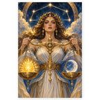 Full Libra Sun Moon Balance Scales paint by numbers artwork on a clean white square, complete design shown at its original proportions with a subtle soft shadow.
