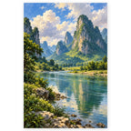 Full limestone karst clouds paint by numbers artwork on a clean white background.