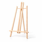 Wooden tabletop easel on a clean white background