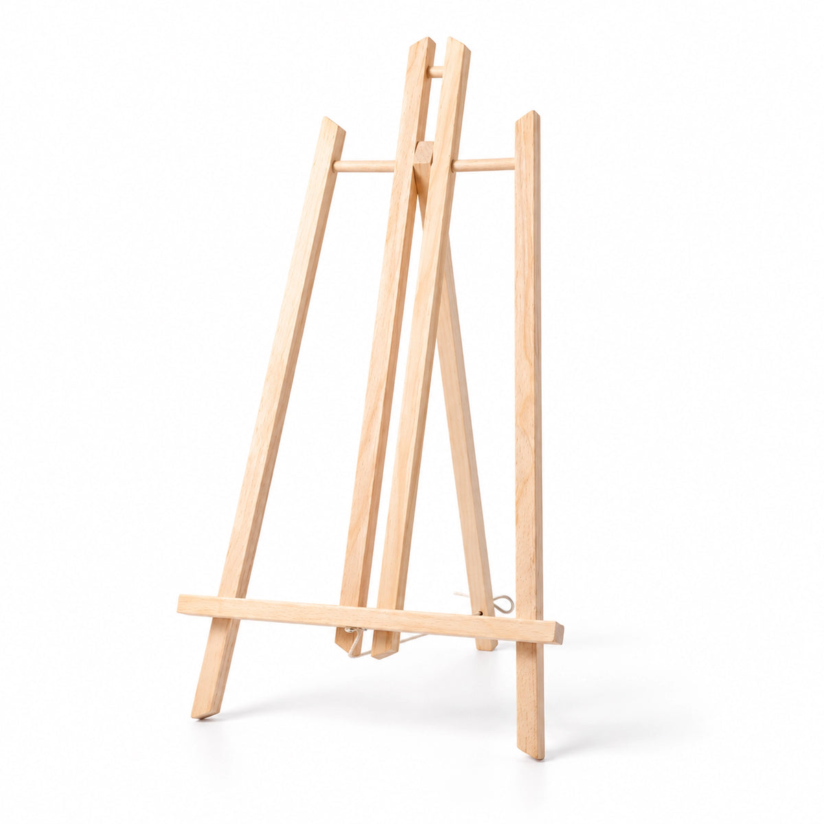 Wooden tabletop easel on a clean white background