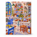 Mediterranean Lemon and Blue Porcelain Kitchen paint by numbers artwork on a front-facing canvas against a white background