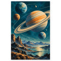 Full Midcentury Orbiting Planets paint by numbers artwork on a clean white square, complete design shown at its original proportions with a subtle soft shadow.