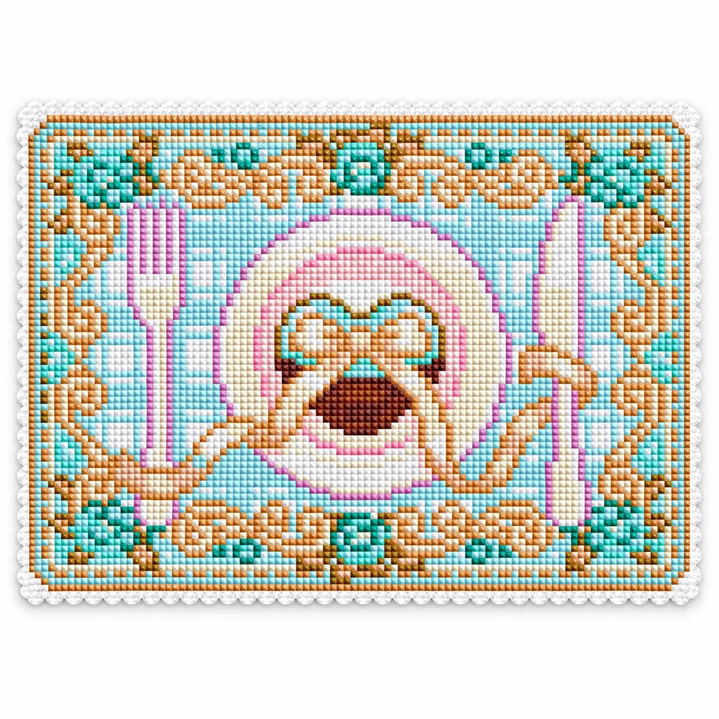 Pastel table setting diamond painting placemat in Mint Blush