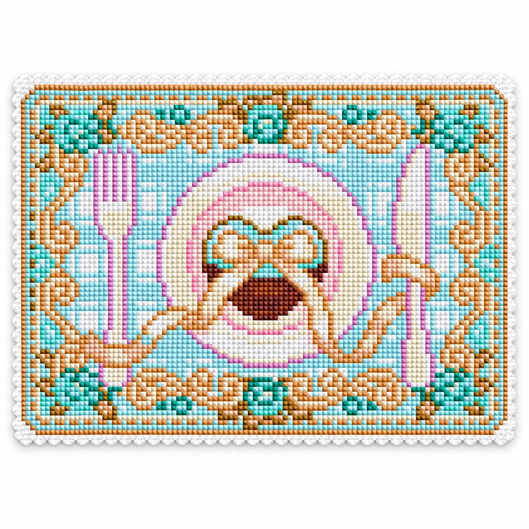 Pastel table setting diamond painting placemat in Mint Blush