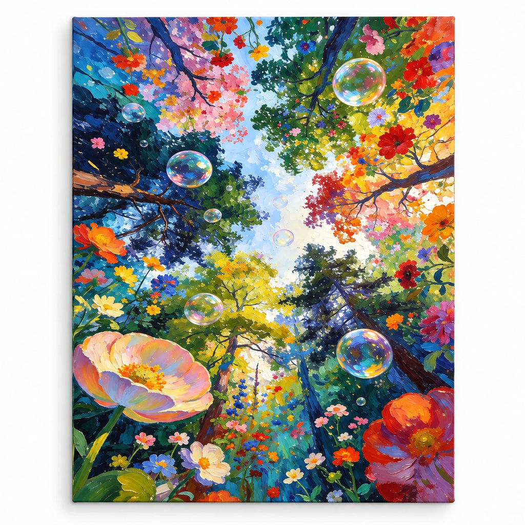 Moonlit Blossom Garden Path paint by numbers artwork on a front-facing canvas against a white background