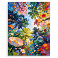 Moonlit Blossom Garden Path paint by numbers artwork on a front-facing canvas against a white background