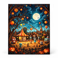 Moonlit Halloween Fair paint by numbers artwork on a front-facing canvas against a white background