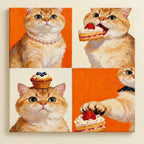 Orange Cat Four Portrait paint by numbers artwork on a front-facing canvas against a white background