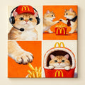 Orange Cat Playful Collage paint by numbers artwork on a front-facing canvas against a white background