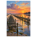 Full oyster farm low tide paint by numbers artwork on a clean white background.