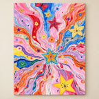 Pastel Butterfly Cosmic Burst paint by numbers artwork on a front-facing canvas against a white background