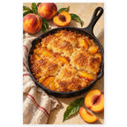 Peach Cobbler Iron Skillet paint by numbers artwork on a front-facing canvas against a white background