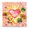 Pink Heart and Lucky Charms paint by numbers artwork on a front-facing canvas against a white background