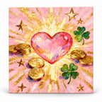 Pink Heart and Lucky Charms paint by numbers artwork on a front-facing canvas against a white background
