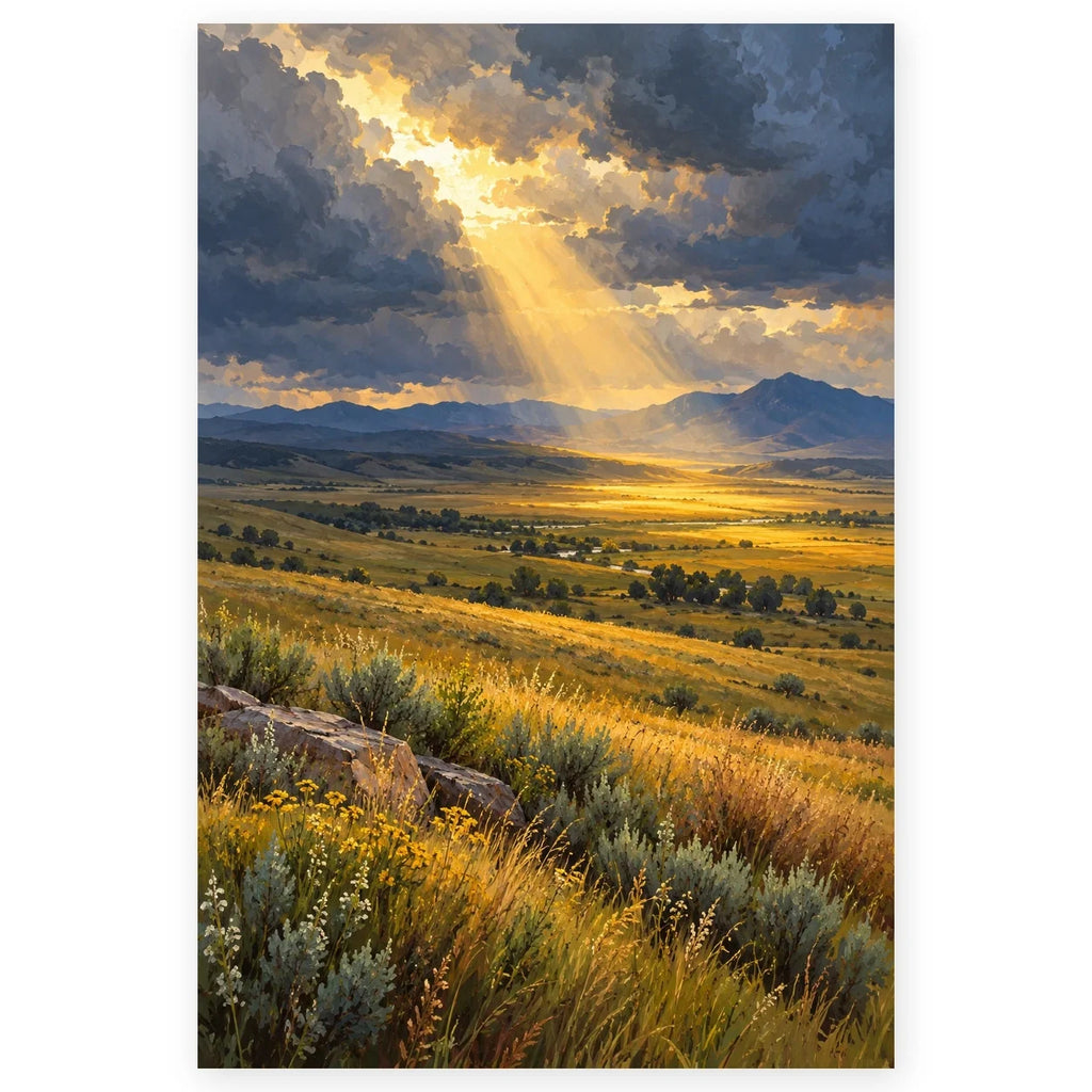 Prairie Storm Sunbreak paint by numbers artwork on a front-facing canvas against a white background