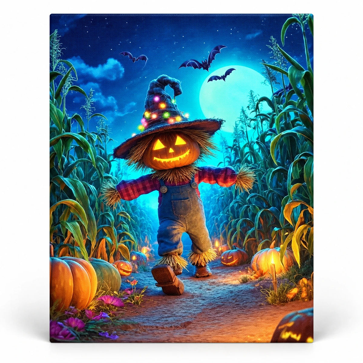 Pumpkin Glow Night paint by numbers artwork on a front-facing canvas against a white background