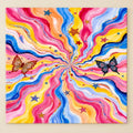 Rainbow Swirl Butterfly Abstract paint by numbers artwork on a front-facing canvas against a white background