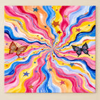 Rainbow Swirl Butterfly Abstract paint by numbers artwork on a front-facing canvas against a white background