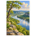 Full river bluffs spring green paint by numbers artwork on a clean white background.