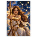 Full Sagittarius Woman Archer Constellation paint by numbers artwork on a clean white square, complete design shown at its original proportions with a subtle soft shadow.
