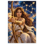 Full Sagittarius Woman Archer Constellation paint by numbers artwork on a clean white square, complete design shown at its original proportions with a subtle soft shadow.