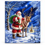 Santa Beneath the Guiding Star paint by numbers artwork on a front-facing canvas against a white background