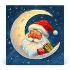 Santa’s Crescent Moon Night paint by numbers artwork on a front-facing canvas against a white background