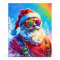 Santa in Vivid Colors paint by numbers artwork on a front-facing canvas against a white background